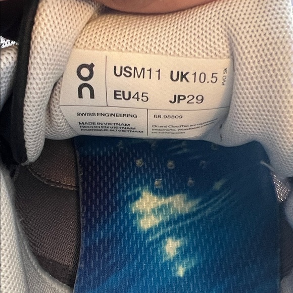 On Cloud Men’s Cloud Running Shoes Grey White Size 11 Swiss Engineering EUC - Picture 9 of 9